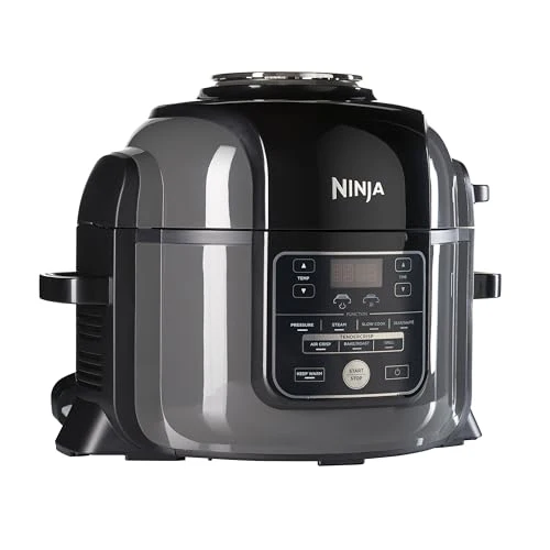 2025 Ninja Foodi Olla Multifunción, 6 L, olla multifunción 7 en 1, olla a presión rápida, freidora de aire caliente, cocción lenta, parrilla y más, acero cepillado y negro, OP300EU