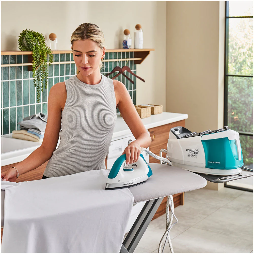 2025 Morphy Richards 332014 Power Steam Elite - Centro de planchado con sistema de autolimpieza, 1,35L, Verde - Planchado de alta gama - Sencillez y eficacia
