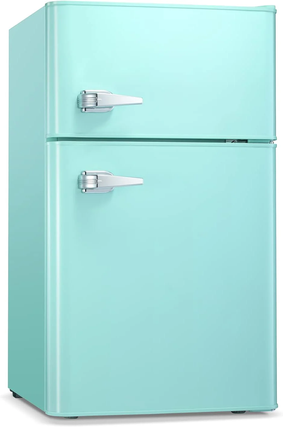 2025 Refrigerador compacto Antarctic Star con congelador separado, mini nevera de doble puerta, estantes ajustables y desmontables, estilo retro de acero inoxidable, para sala/cocina/dormitorio/oficina, 3,2 pies³, verde