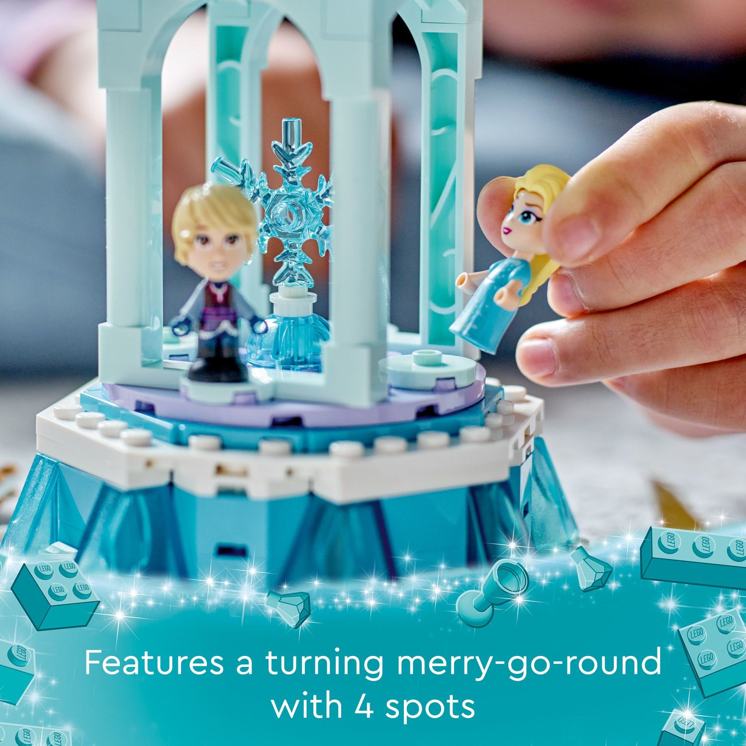 LEGO Disney Frozen Carrusel Mágico de Anna y Elsa 43218 Set de Construcción del Palacio de Hielo con Elsa, Anna y Olaf, Gran Regalo de Cumpleaños para Niños de 6 Años