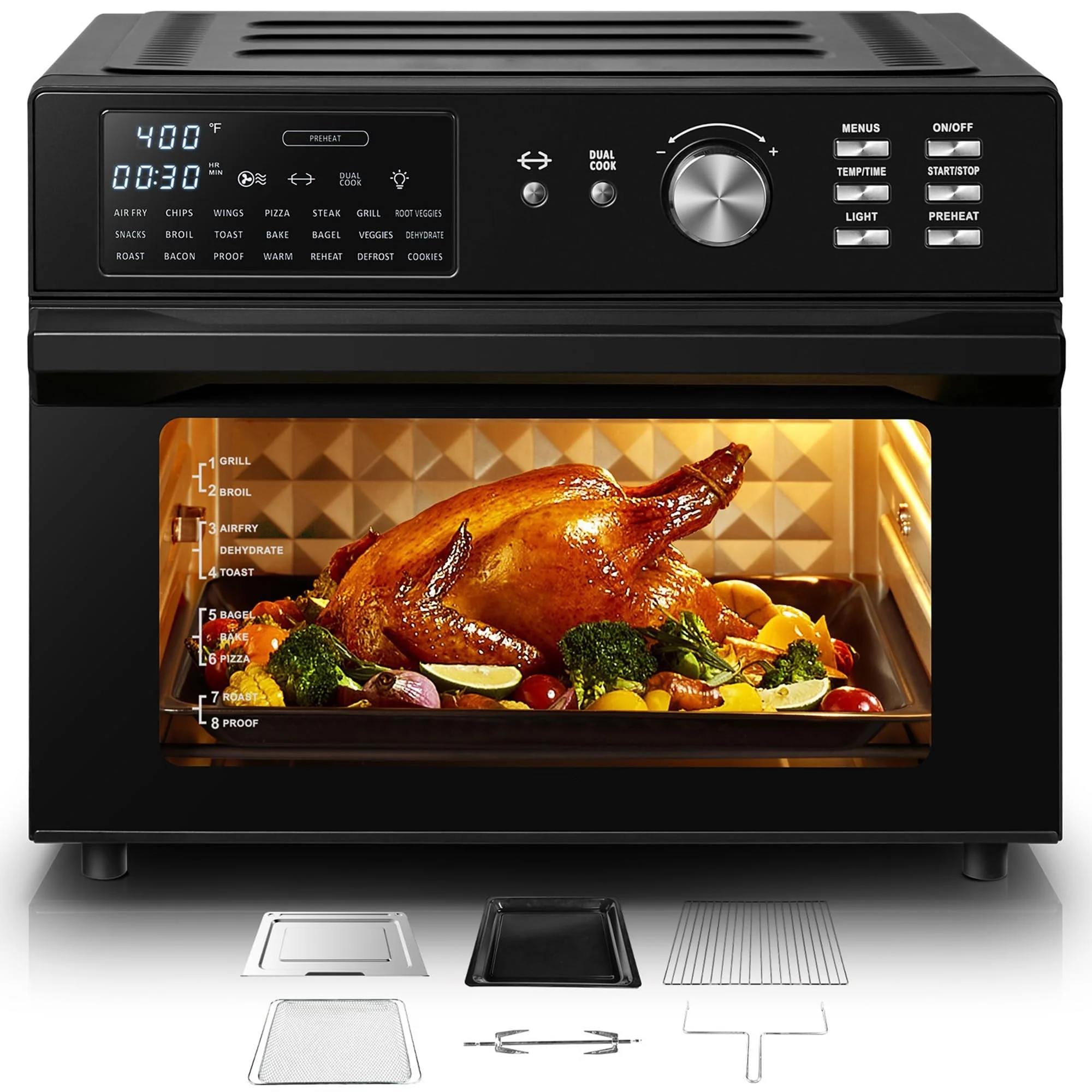 2025 Horno Freidora de Aire Multifunción 32QT 21 en 1 – Combo Horno Tostador