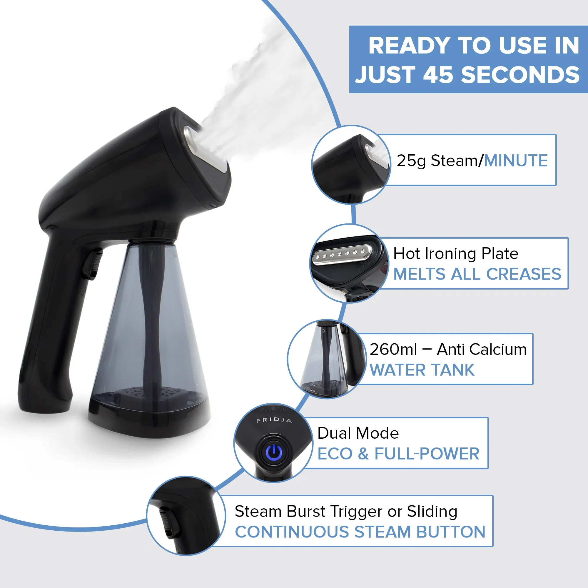 Fridja F10 - Vaporizador de Ropa Portátil