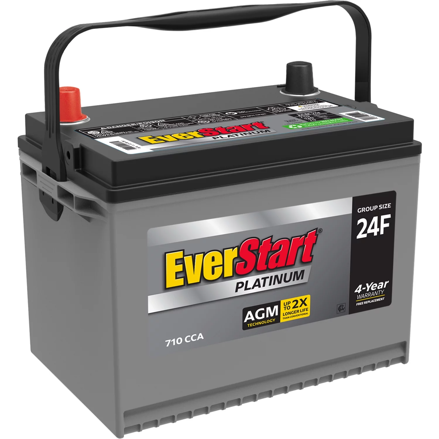 Batería para automóvil EverStart Platinum AGM, grupo 24F, 12 V, 750 A (CCA)