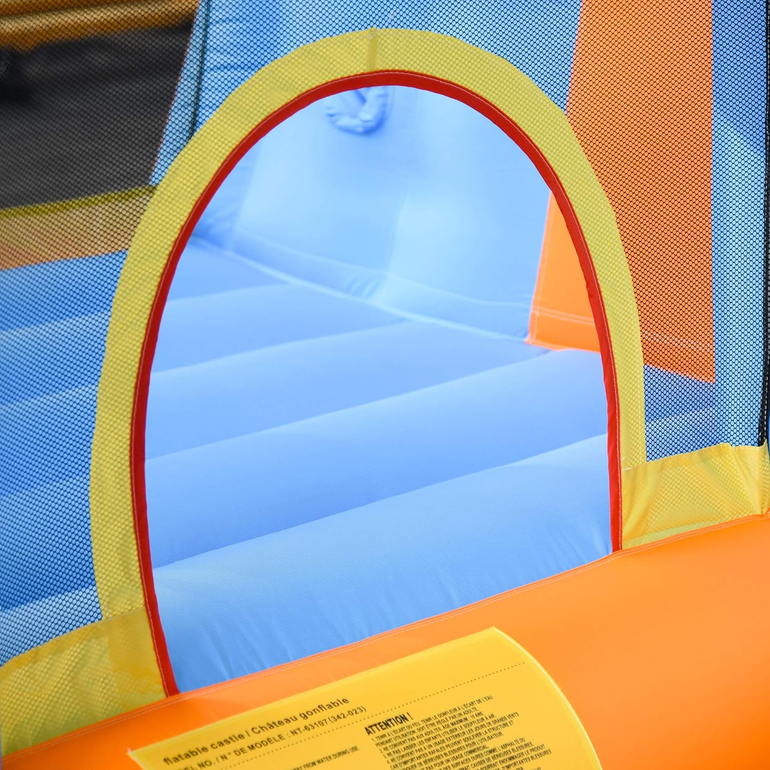 Tobogán de Agua Inflable para Niños 5 en 1 con Castillos Inflables, Piscina de Agua, Tobogán, Paredes para Escalar y 2 Cáñones de Agua, Soplador de Aire de 450W