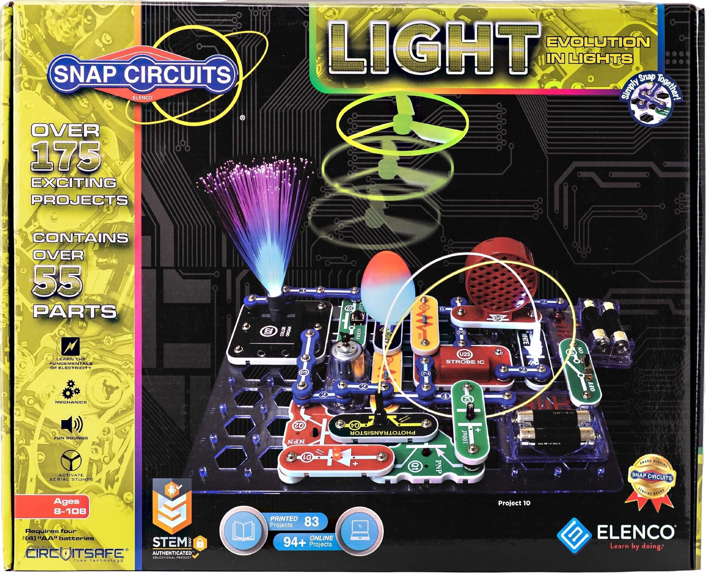 Snap Circuits® Light SCL175 | Kit de Exploración Electrónica | Más de 175 Proyectos | Juguete Educativo STEM para Niños de 8 Años en Adelante