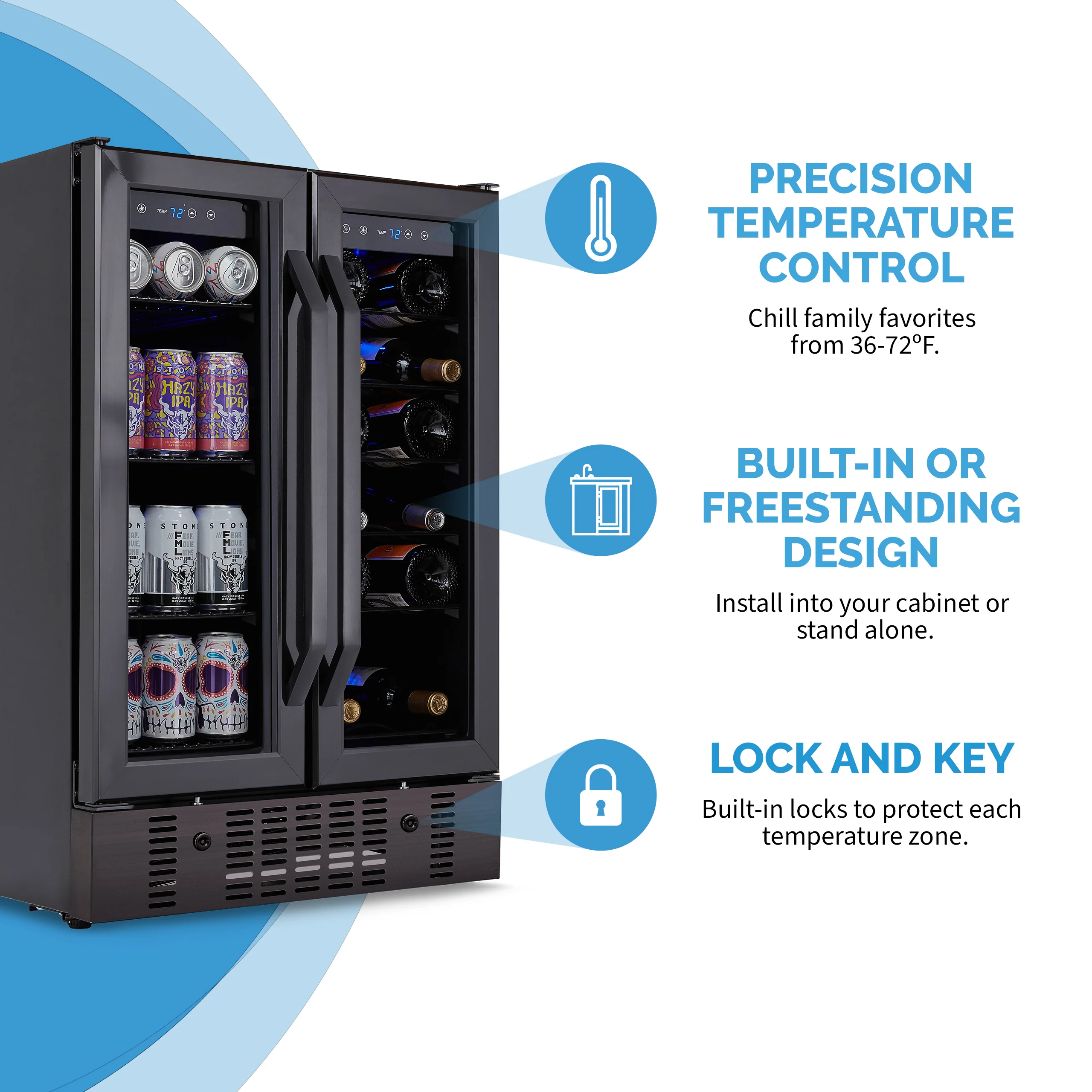 2025 Newair® Refrigerador Empotrable de Doble Zona – 60 Latas y 18 Botellas – 24