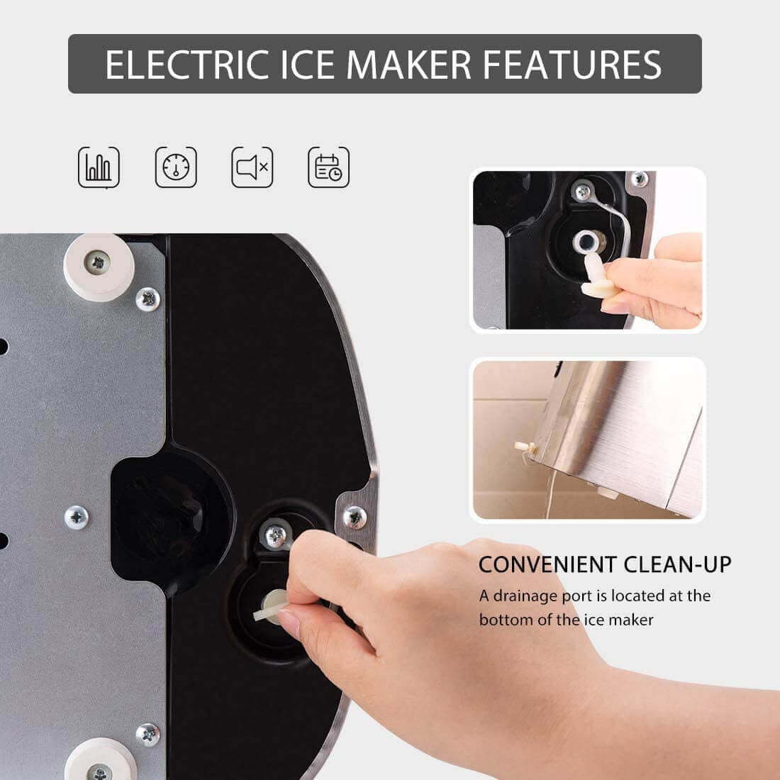 Máquina Automática de Hielo en Forma de Bala de Acero Inoxidable – 26 lbs/día