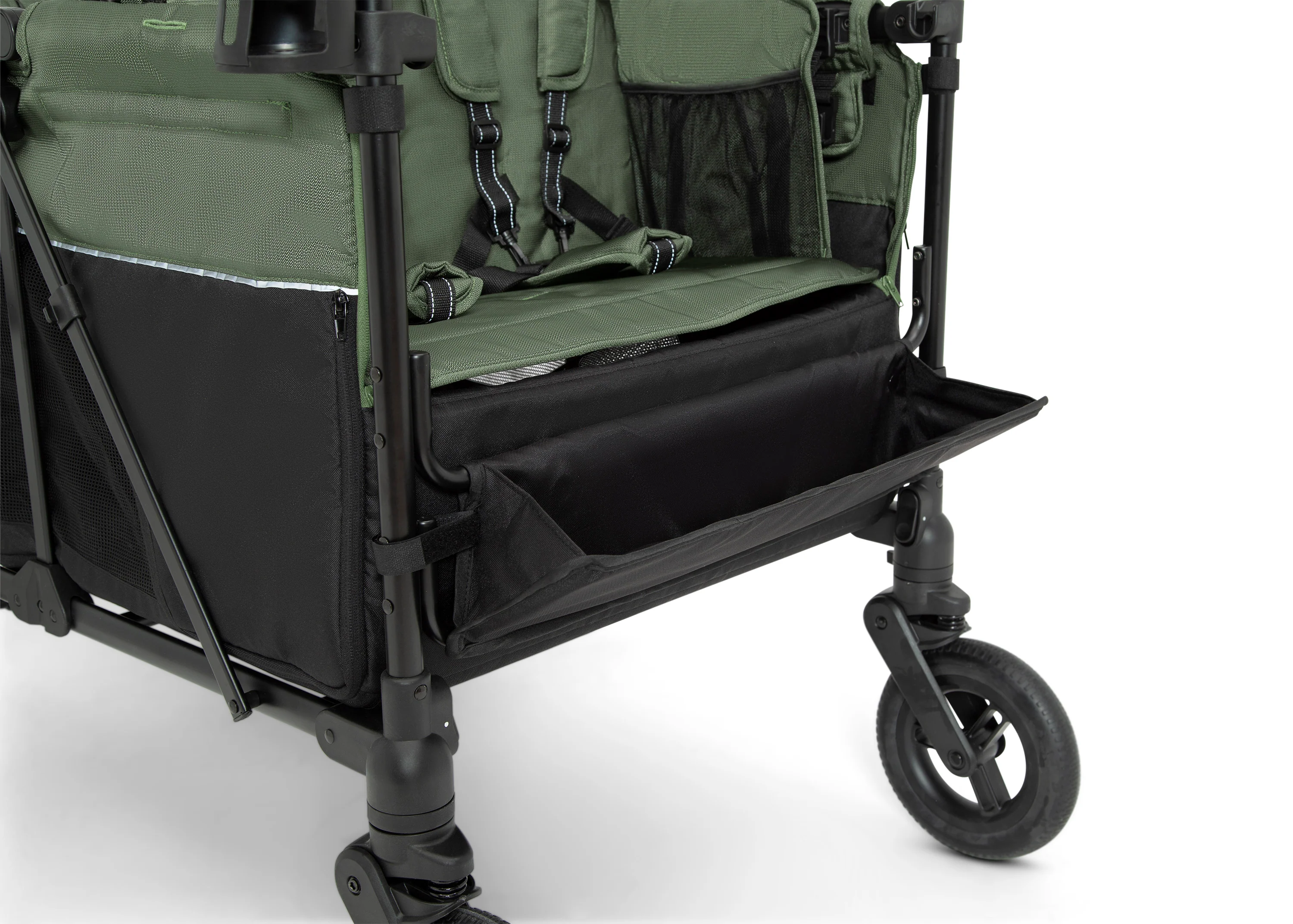 Carrito-Paseador Jeep Wrangler Deluxe para 4 Niños – Capota Desmontable, Bolsa Térmica, Asientos Modulares, Almacenamiento XXL, Ruedas Antipinchazos, Manillares Ajustables