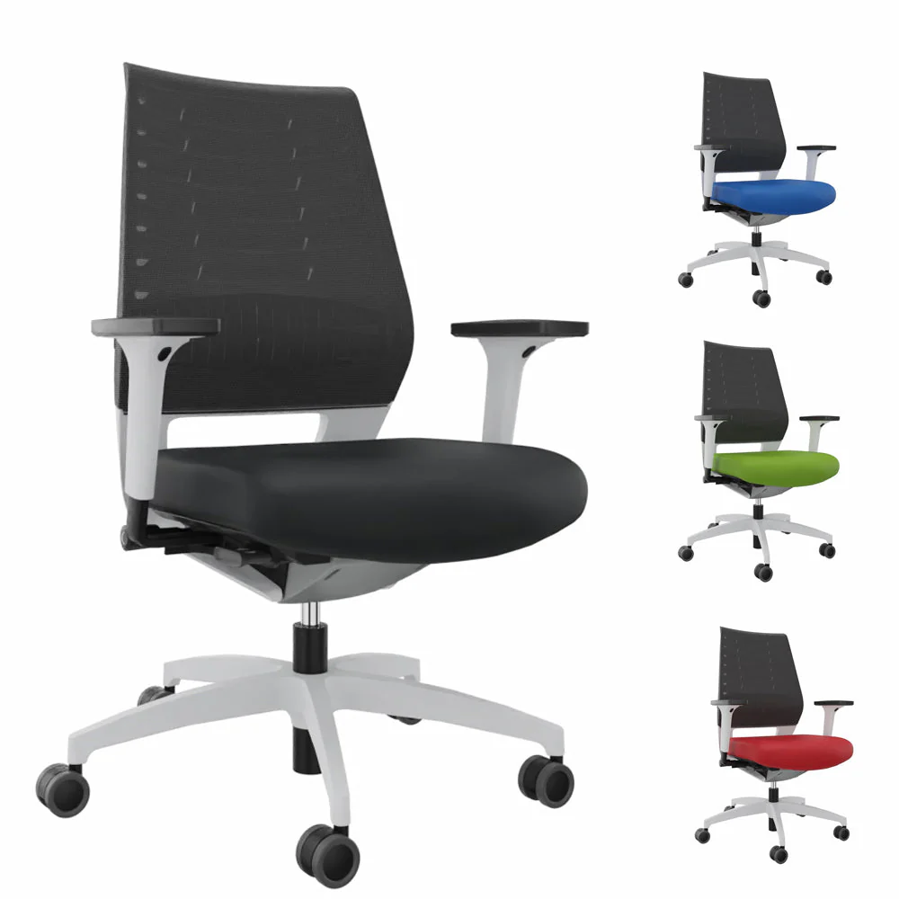 2025 Silla de Oficina Ergonómica Dauphin X-CODE XC 5380 – Respaldo Gris Grafito – Estructura Blanca