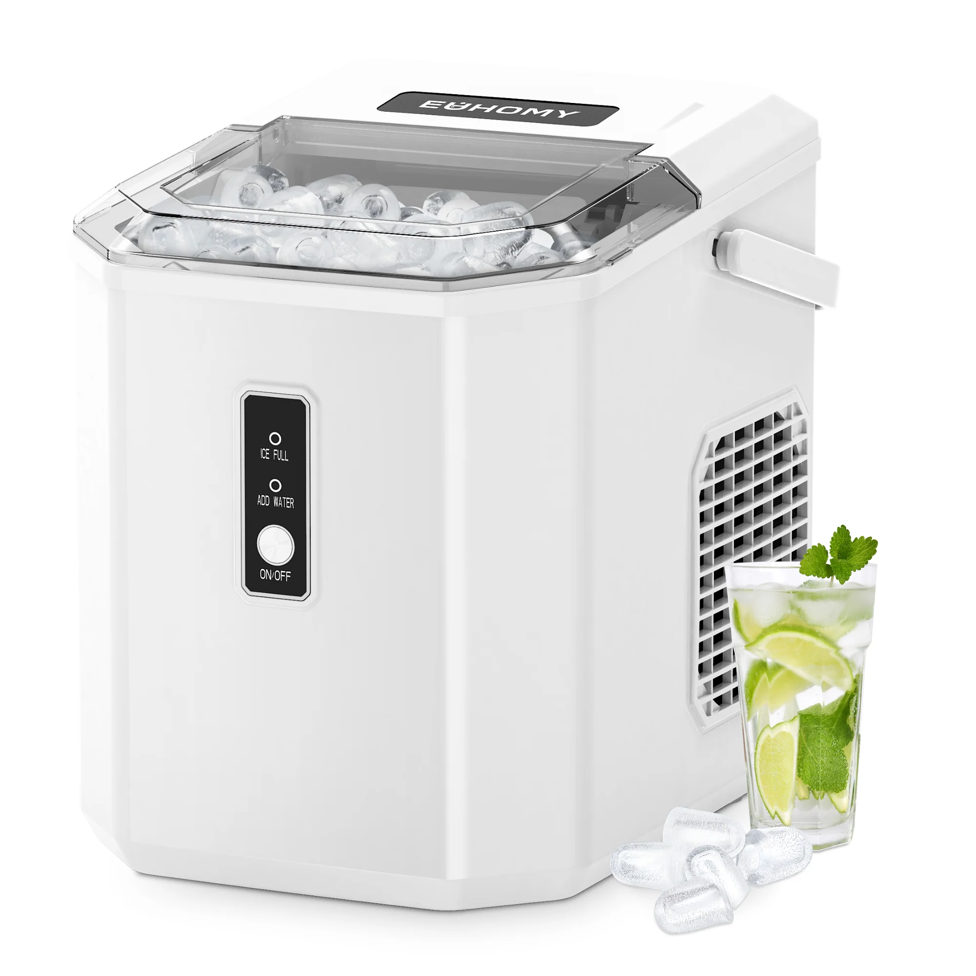 2025 Máquina de hielo de encimera EUHOMY – 12 kg/24 h, portabilidad incomparable