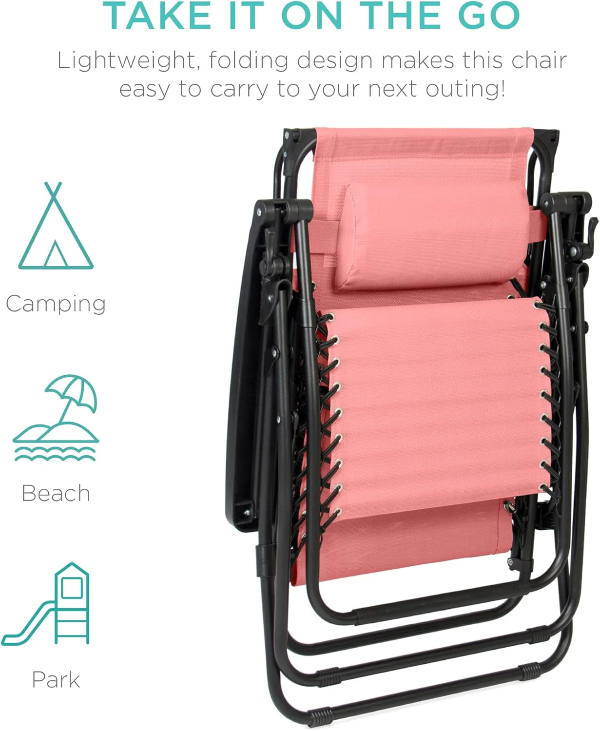 Best Choice Products – Silla Reclinable de Patio con Gravedad Cero, Ajustable y Plegable para Exteriores con Dosel, Almohada Cervical y Bandeja Lateral, Textileno – Azul Pavo Real