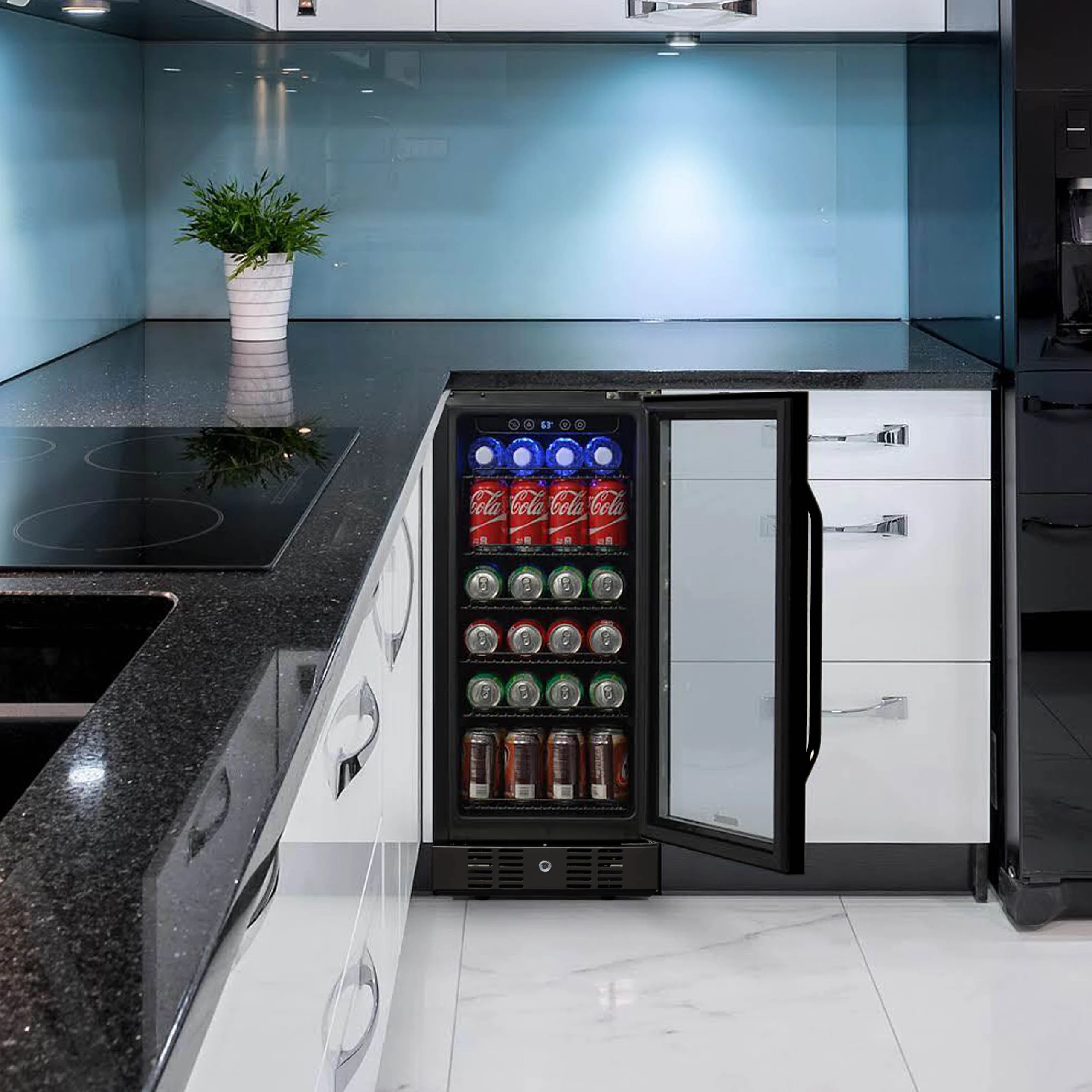 2025 Newair® Refrigerador Empotrable Negro para Bebidas – 96 Latas – 15 Pulgadas
