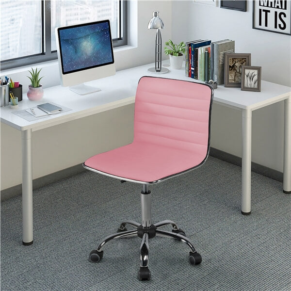 Silla de Oficina Yaheetech de Cuero PU, Respaldo Bajo, Altura Ajustable 41,5-56,5 cm