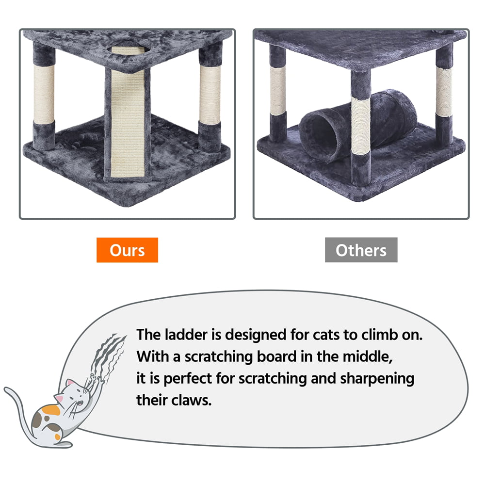 Árbol para Gato de Gran Formato Topeakmart 175 cm con 2 Cuevas y Rascadores, Gris Oscuro