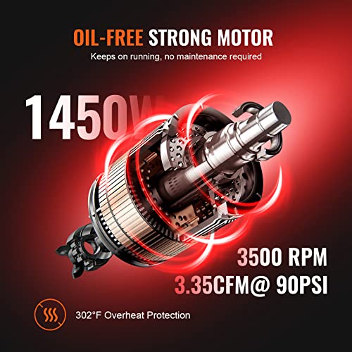 2025 Compresor de Aire VEVOR 6.3 Galones, 2 HP, 3.35 CFM, Sin Aceite
