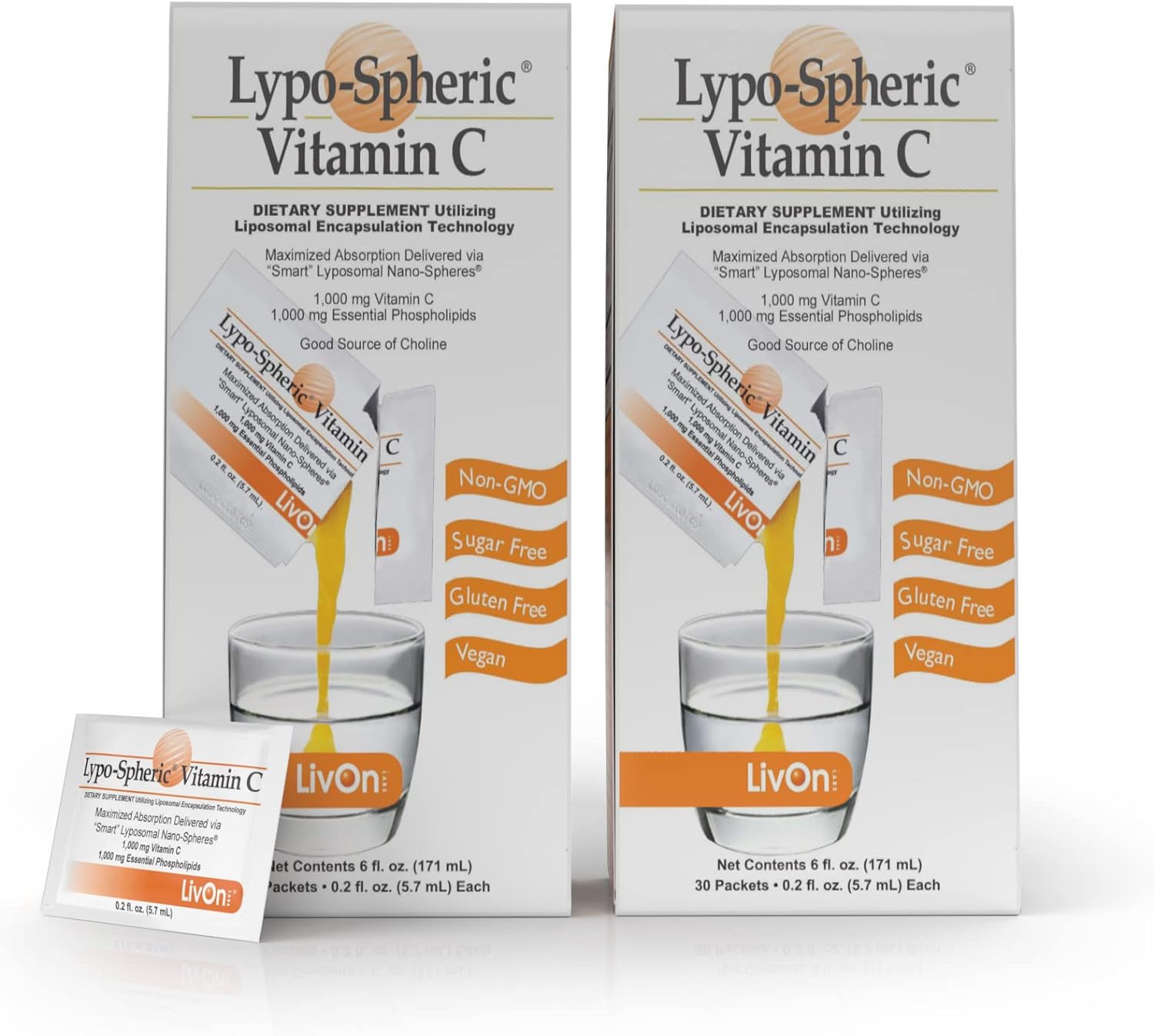 LivOn Laboratories Lypo–Spheric Vitamina C – 12 Cajas (360 Sobres)