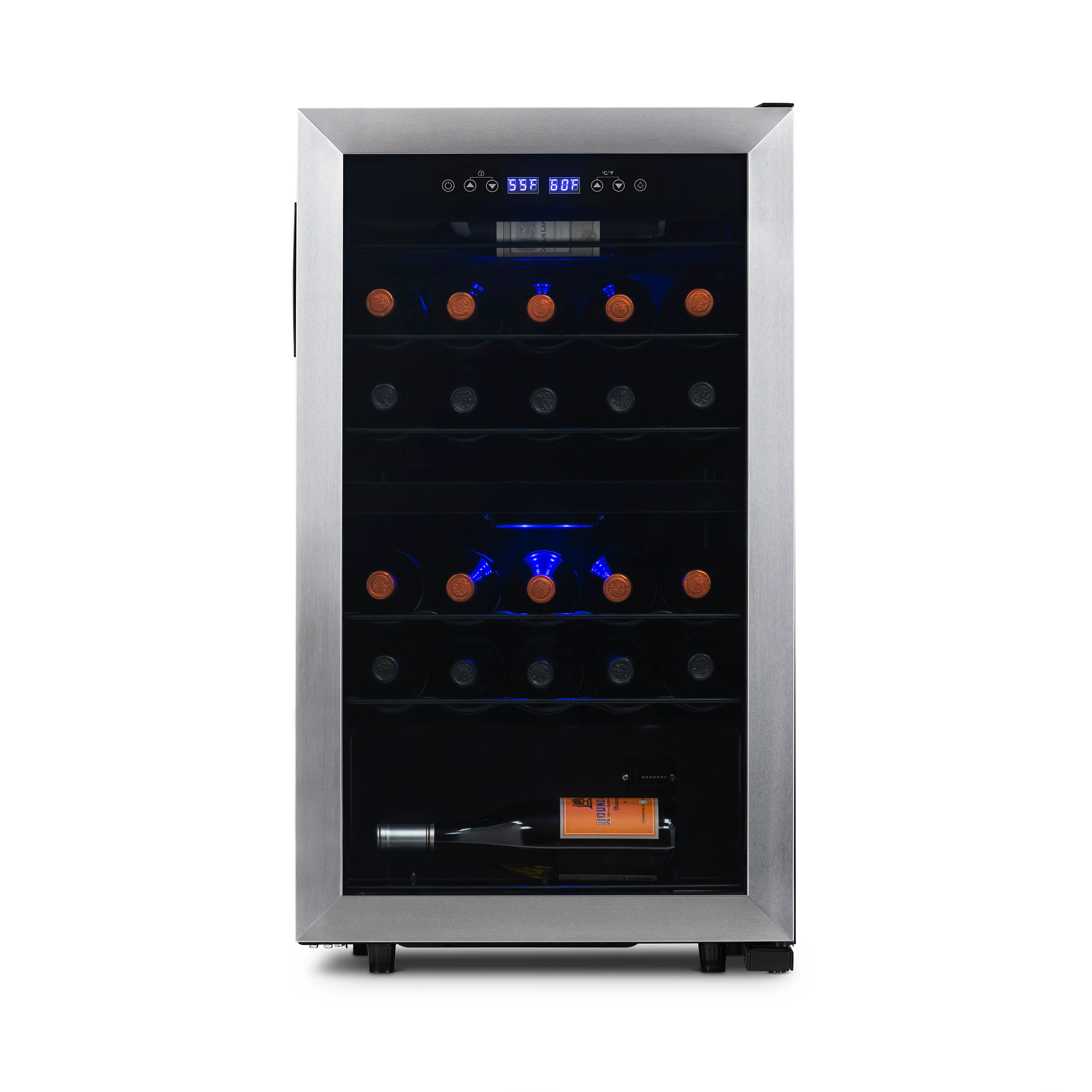2025 Refrigerador de Vinos Independiente Newair® – 28 Botellas (48 cm), Doble Zona, Acero Inoxidable
