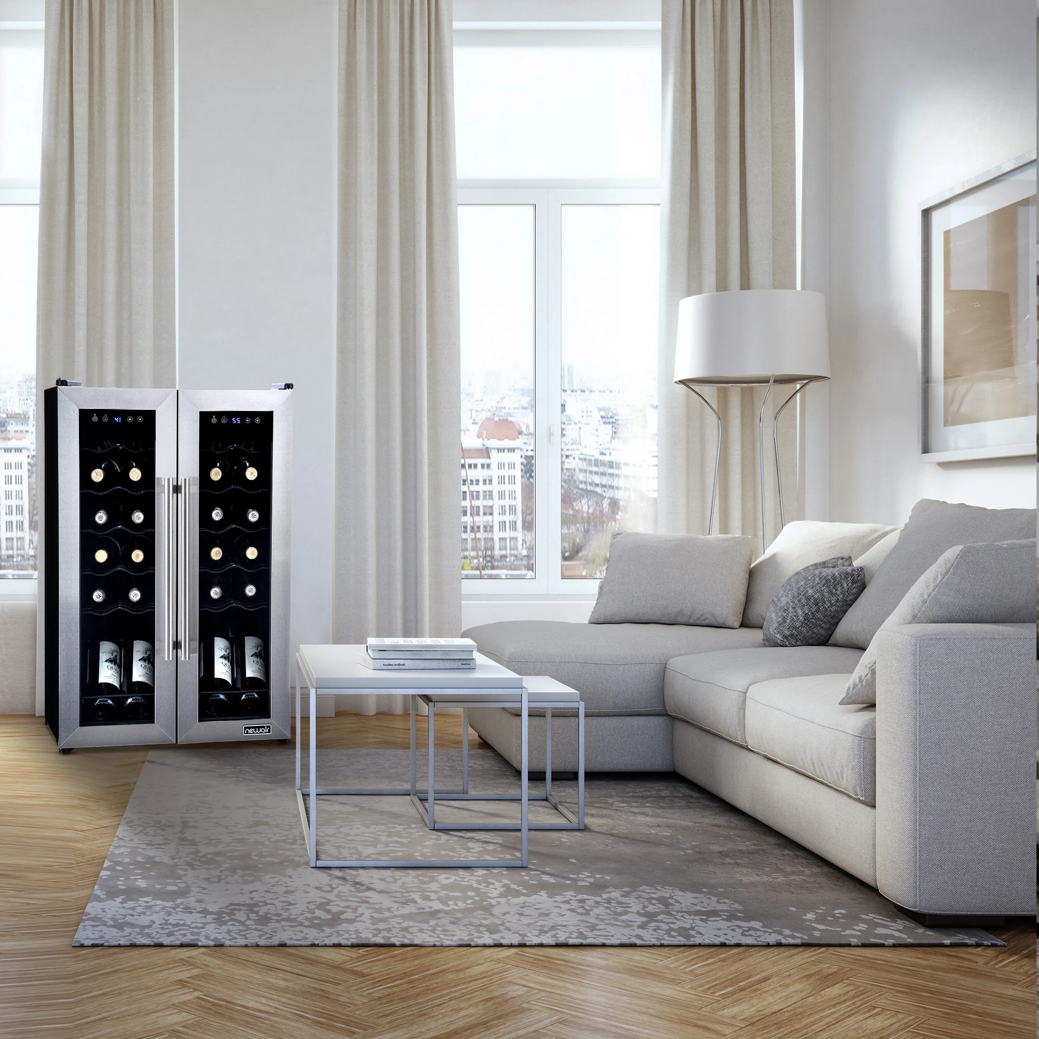 2025 Refrigerador de Vinos Independiente Newair® de Acero Inoxidable – 24 Botellas – 20