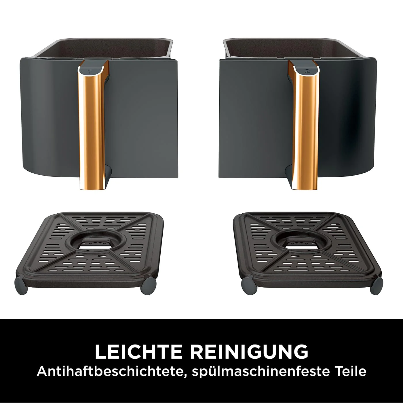 2025 Ninja Foodi MAX Freidora de Aire Doble Zona, 9,5 L, 2 Compartimentos, con Pinza, Recubrimiento Antiadherente, Cestas Aptas para Lavavajillas, 6 en 1, Exclusividad Amazon, Cobre/Negro AF400EUCP