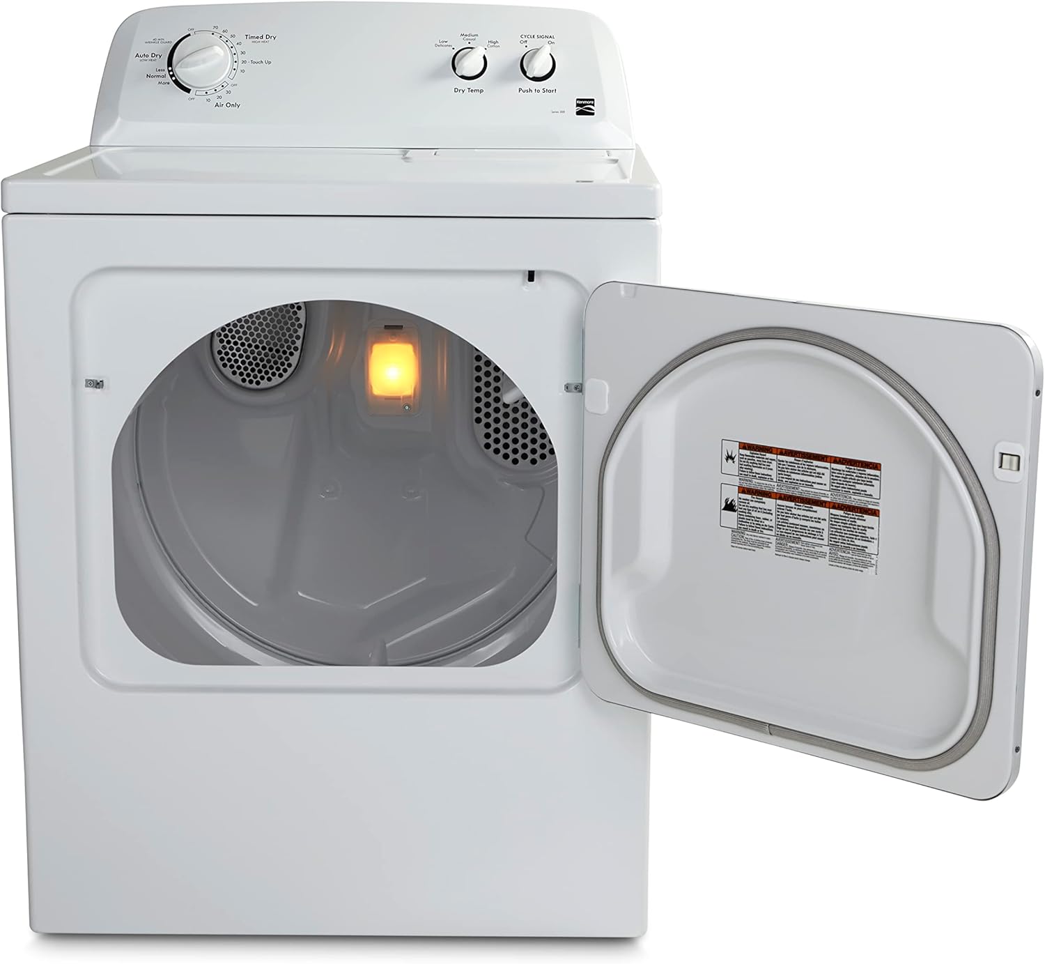Secadora Eléctrica Kenmore de Carga Frontal de 29″ con Tecnología Wrinkle Guard y Capacidad Total de 7.0 Pies Cúbicos, Blanco