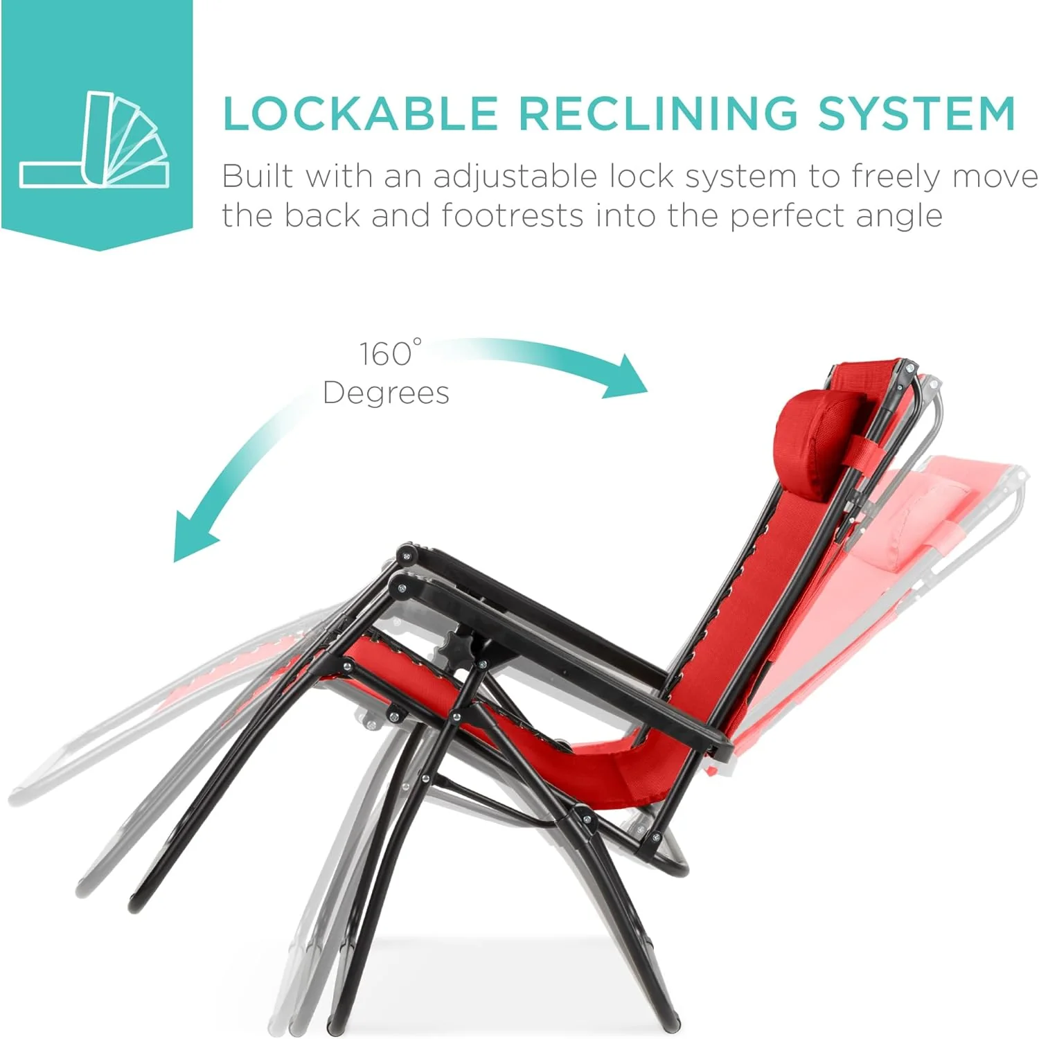 Best Choice Products – Silla Reclinable de Patio con Gravedad Cero, Ajustable y Plegable para Exteriores con Dosel, Almohada Cervical y Bandeja Lateral, Textileno – Azul Pavo Real