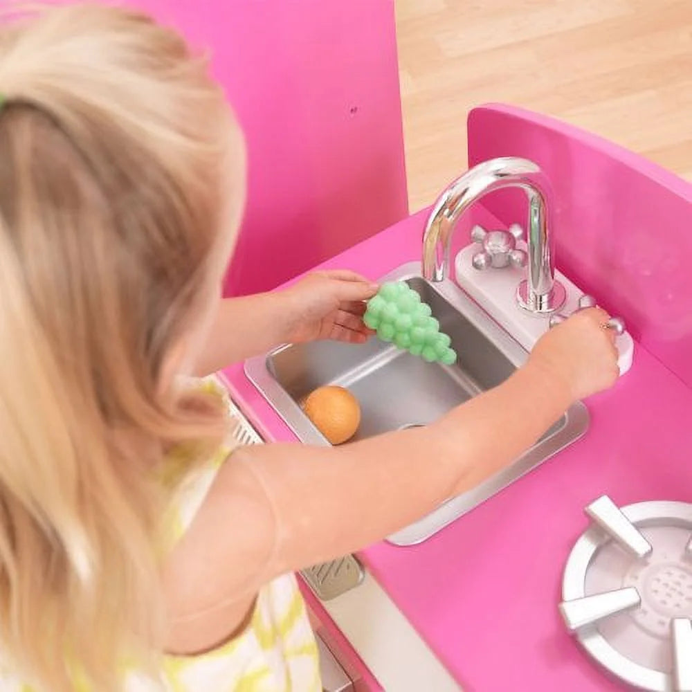 Cocina Retro KidKraft y Refrigerador en Rosa