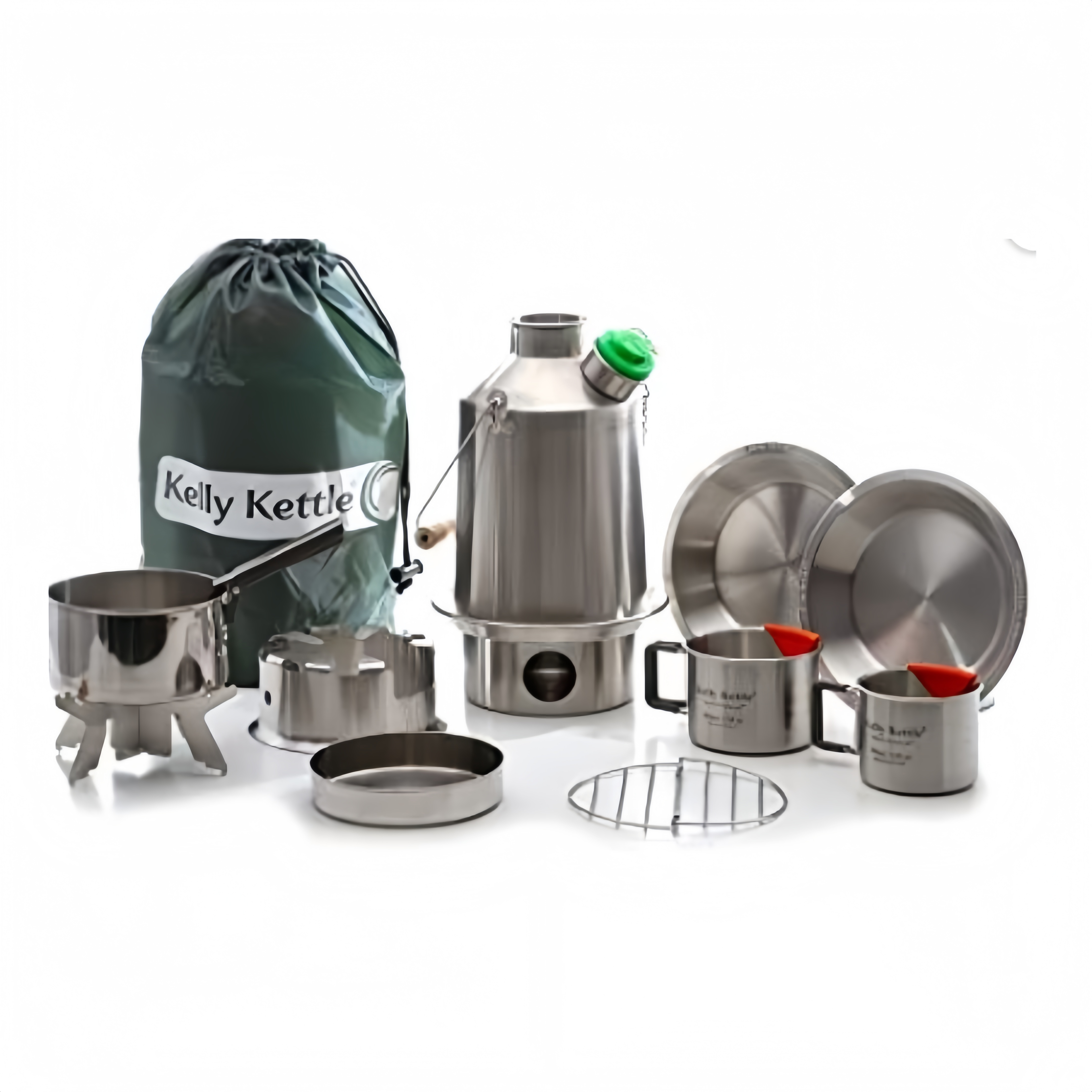 Kit Ultimate Scout Kelly Kettle de 41 oz. - Hervidor de Acero Inoxidable para Camping, Hervidor Ligero con Silbato, Estufa de Camping para Pesca, Caza, Senderismo, Equipos de Supervivencia