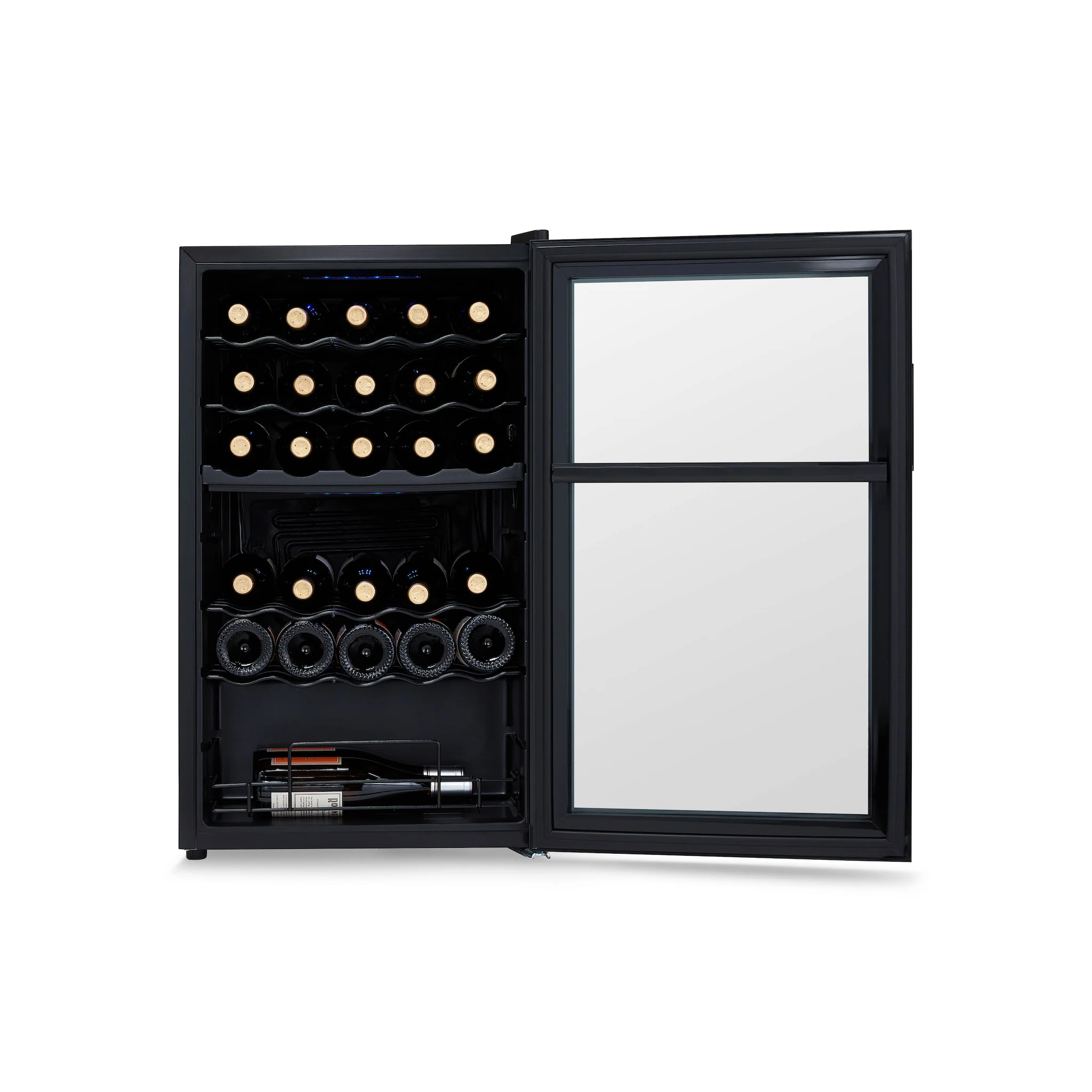 2025 Refrigerador de Vinos Independiente Newair® Negro – 33 Botellas, Doble Zona – 19,5