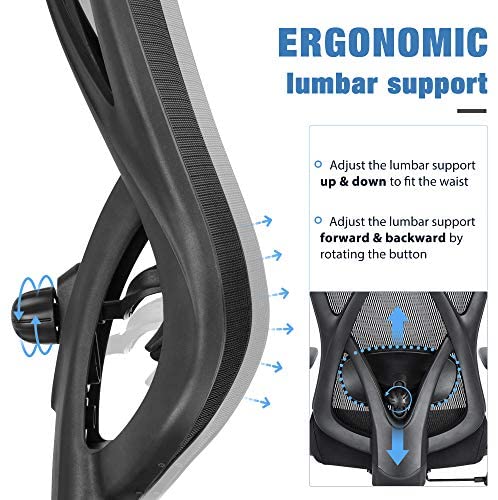 2025 Silla de Oficina Ergonómica SUNNOW, Silla de Escritorio de Malla, Silla Ejecutiva de Respaldo Alto