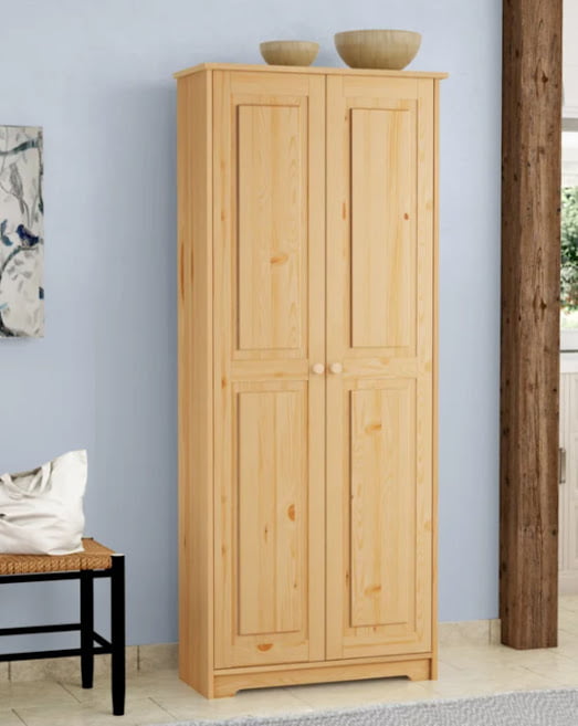 Armario despensa de madera maciza, armario independiente para cocina, clóset con estantes