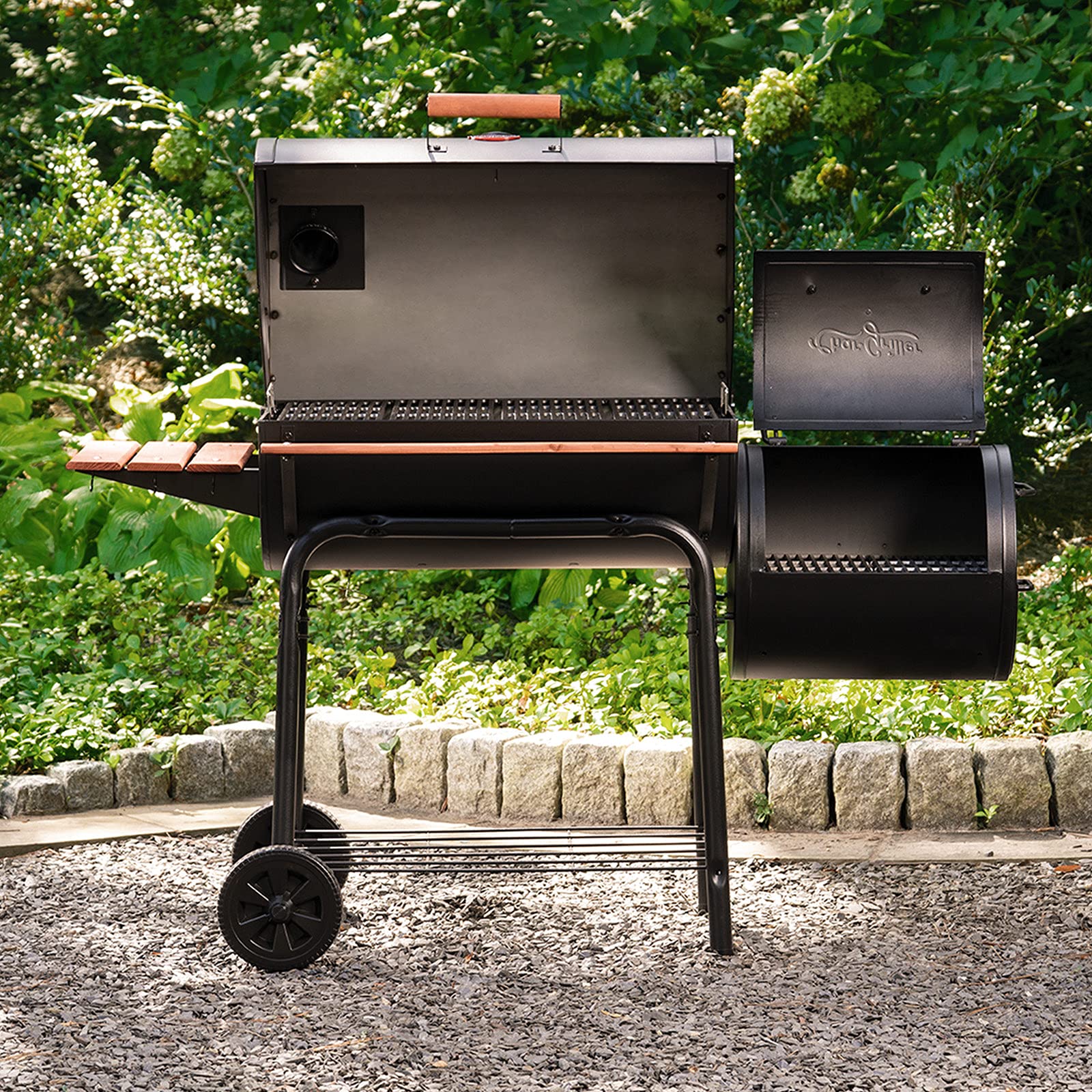 2025 Char-Griller 1224 Smokin Square Parrilla de Carbón y Ahumador Offset