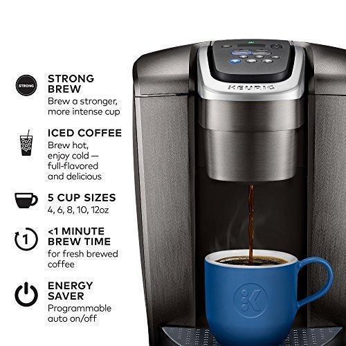 Cafetera Keurig K-Elite, para una taza, con cápsulas K-Cup, con capacidad para café helado, acabado Slate Cepillado