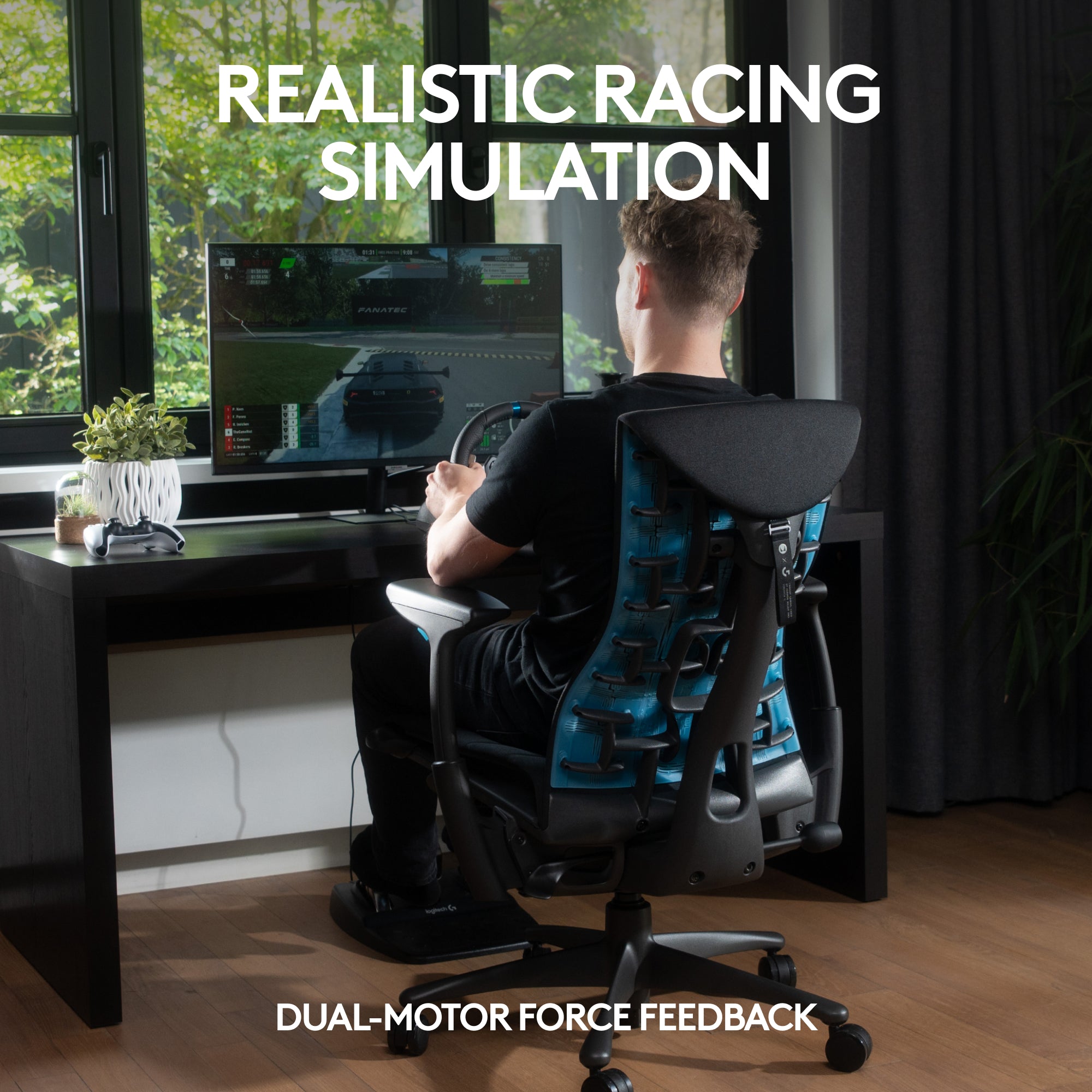 Logitech – Volante de Carreras G29 Driving Force y Pedales de Piso para PS5, PS4, PC, Mac – Negro