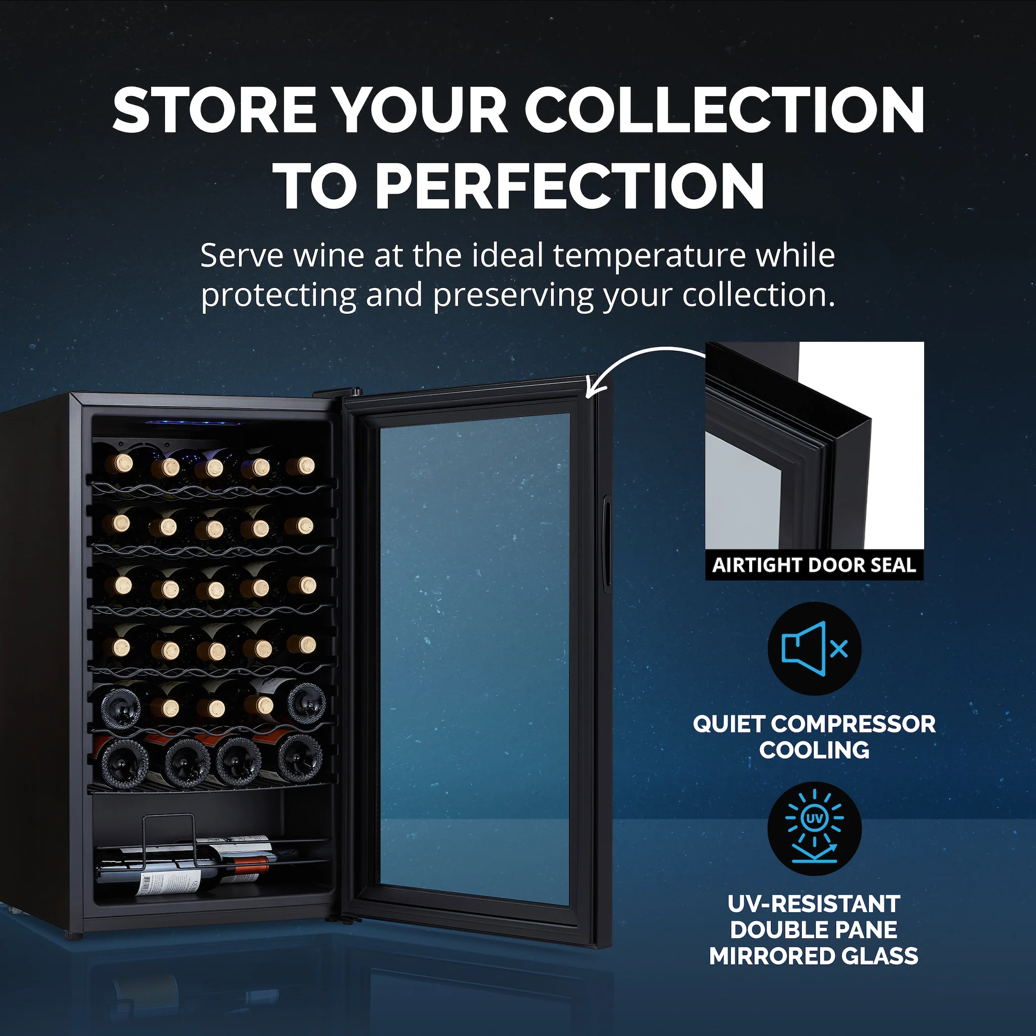 2025 Refrigerador de Vinos Independiente Newair – Negro (34 botellas)