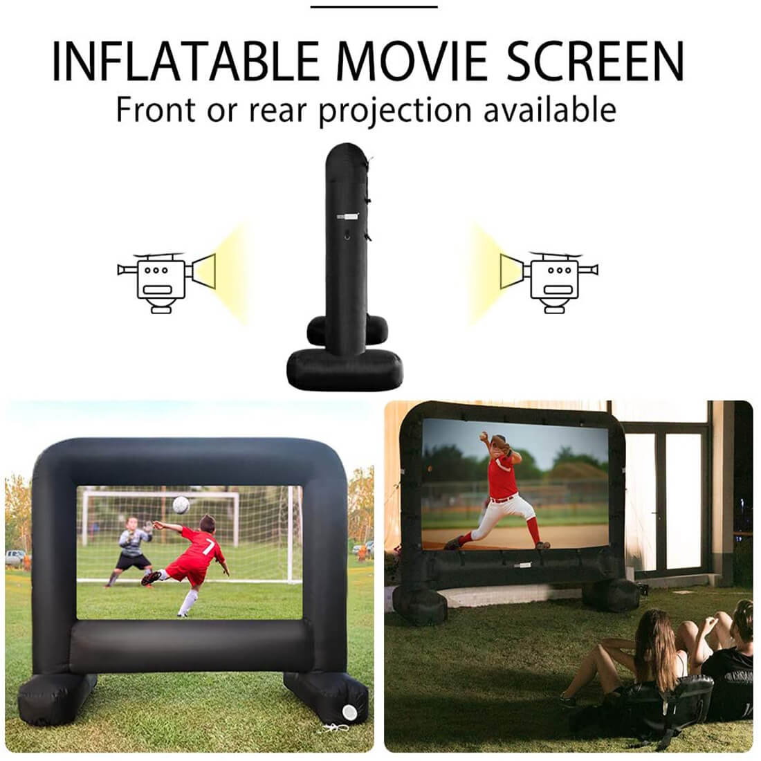 Pantalla de Cine Inflable Mega de 14-17 Pies para Proyección Frontal y Trasera