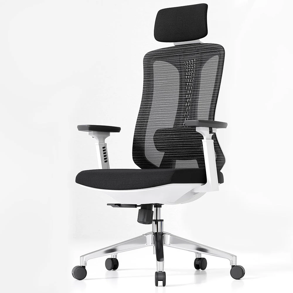 Silla de Oficina Ergonómica con Respaldo Alto de Malla y Reposabrazos 3D