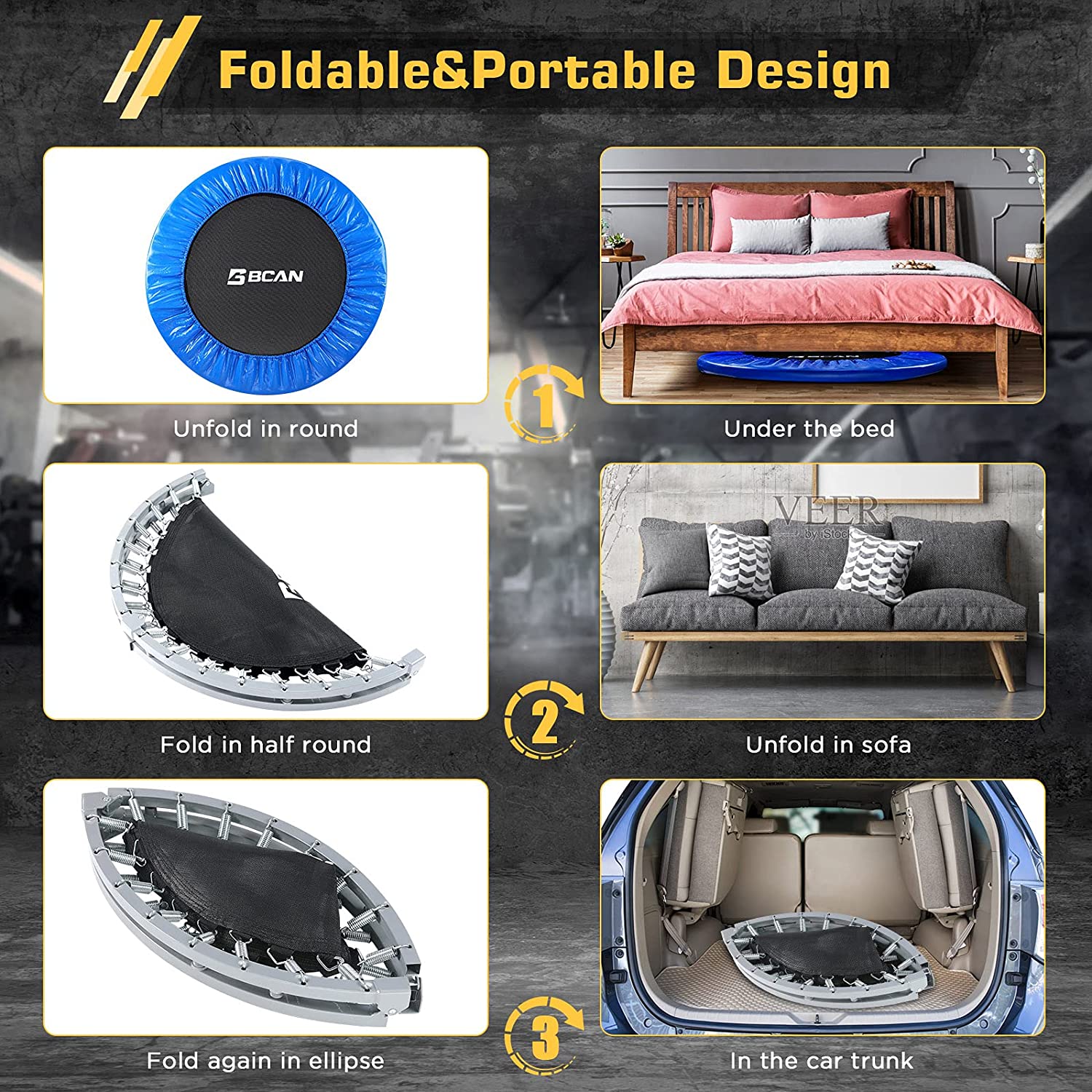 BCAN Trampolín Plegable de 38