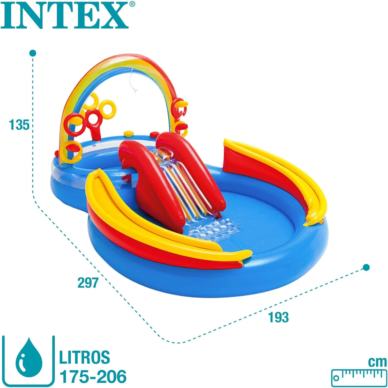 Intex Área de Juego Inflable Jungle Adventure – Piscina con Tobogán y Juegos de Agua para Niños