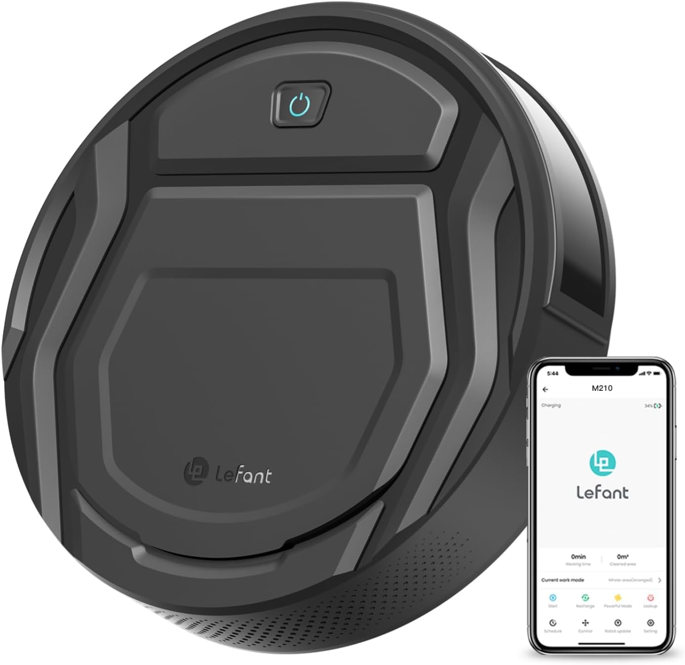 Robot Aspirador LEFANT M210 Pro 2200Pa, 120 Minutos de Autonomía, WiFi/App/Alexa, Sensor Mejorado Anti-Colisión y Anti-Caída, Navegación Inteligente, Delgado y Silencioso, 6 Modos de Limpieza