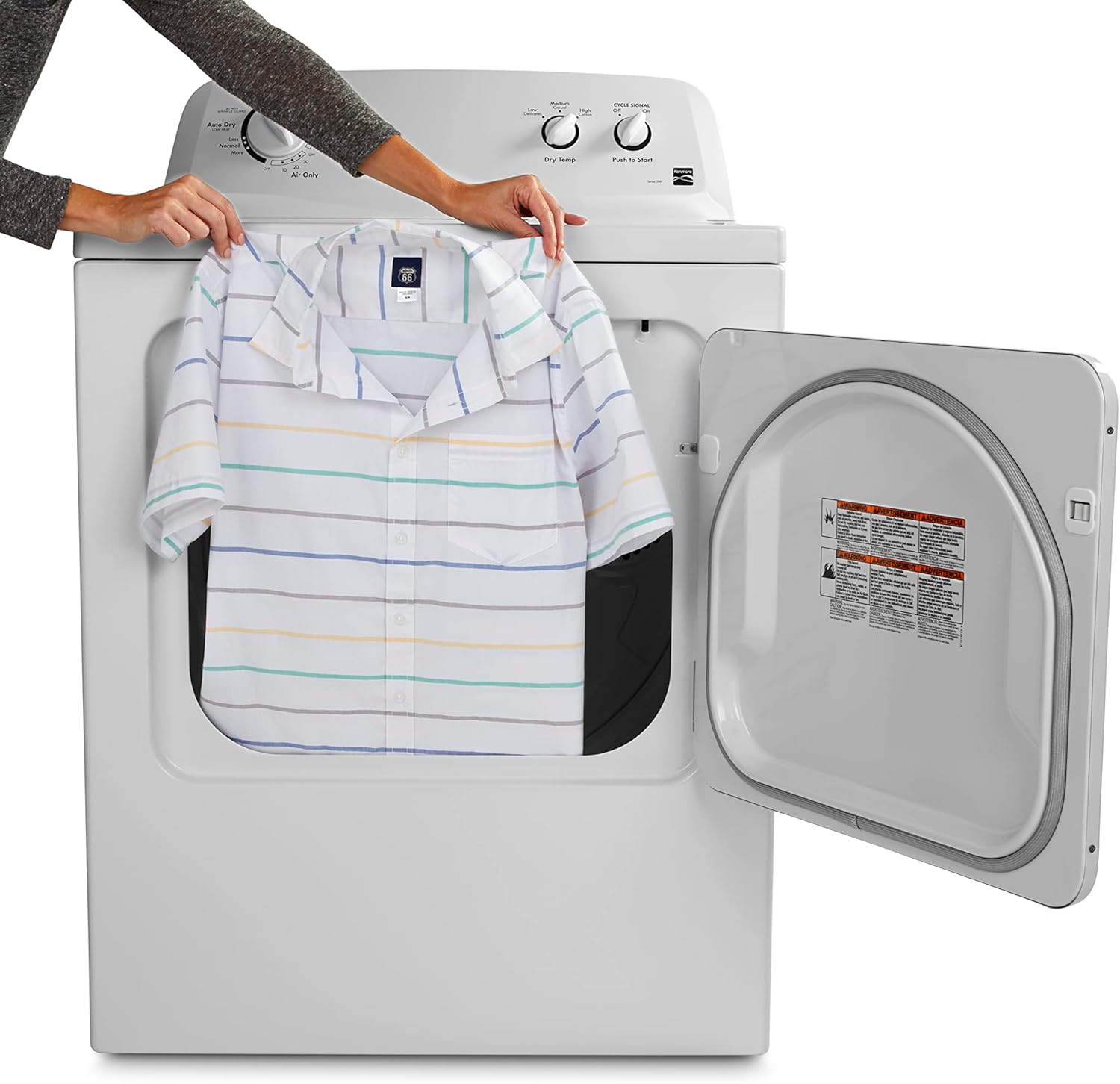 Secadora Eléctrica Kenmore de Carga Frontal de 29″ con Tecnología Wrinkle Guard y Capacidad Total de 7.0 Pies Cúbicos, Blanco