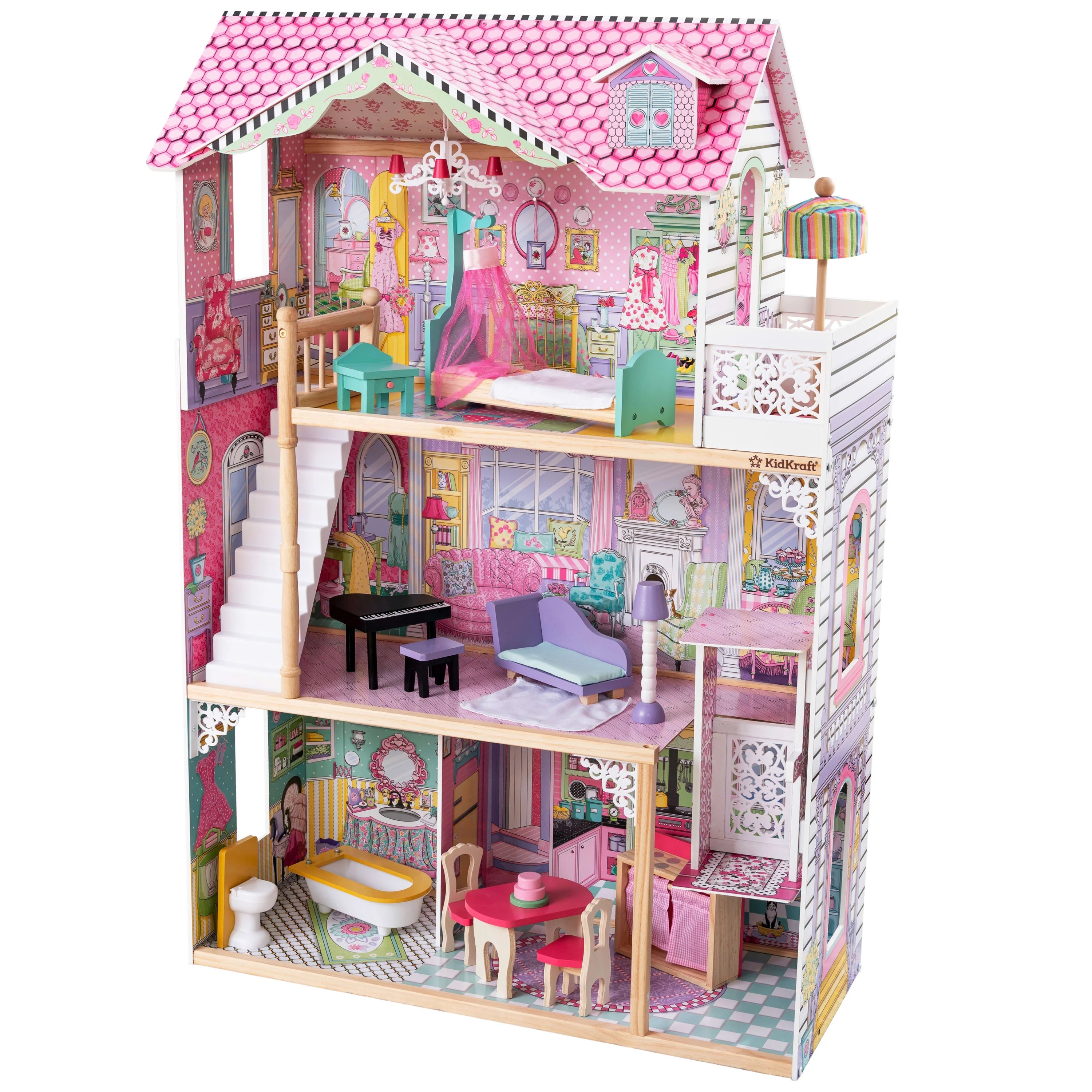 Casa de Muñecas de Madera KidKraft Annabelle con Ascensor y 17 Accesorios