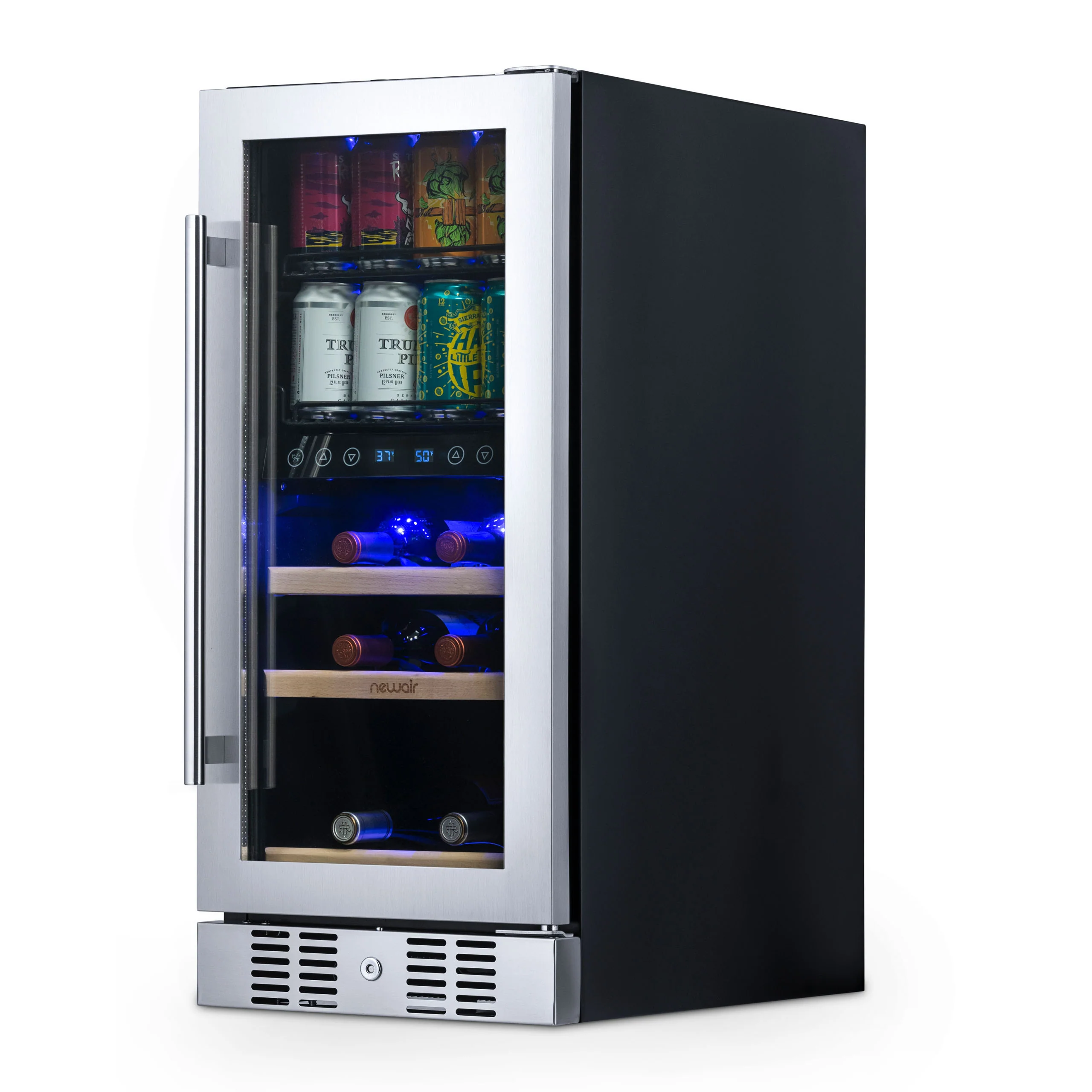 2025 Newair® Refrigerador Empotrable de Doble Zona para Bebidas – 48 Latas y 9 Botellas – 15 Pulgadas