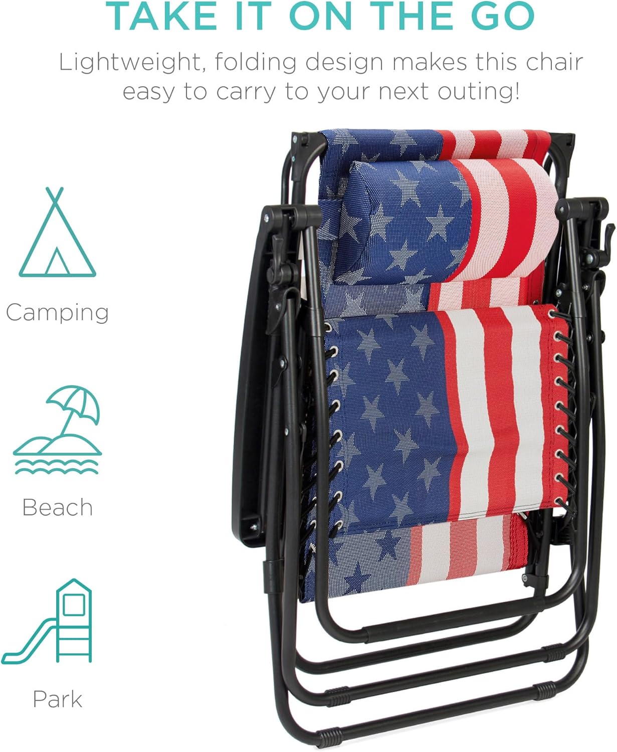 Best Choice Products – Silla Reclinable de Patio con Gravedad Cero, Ajustable y Plegable para Exteriores con Dosel, Almohada Cervical y Bandeja Lateral, Textileno – Azul Pavo Real