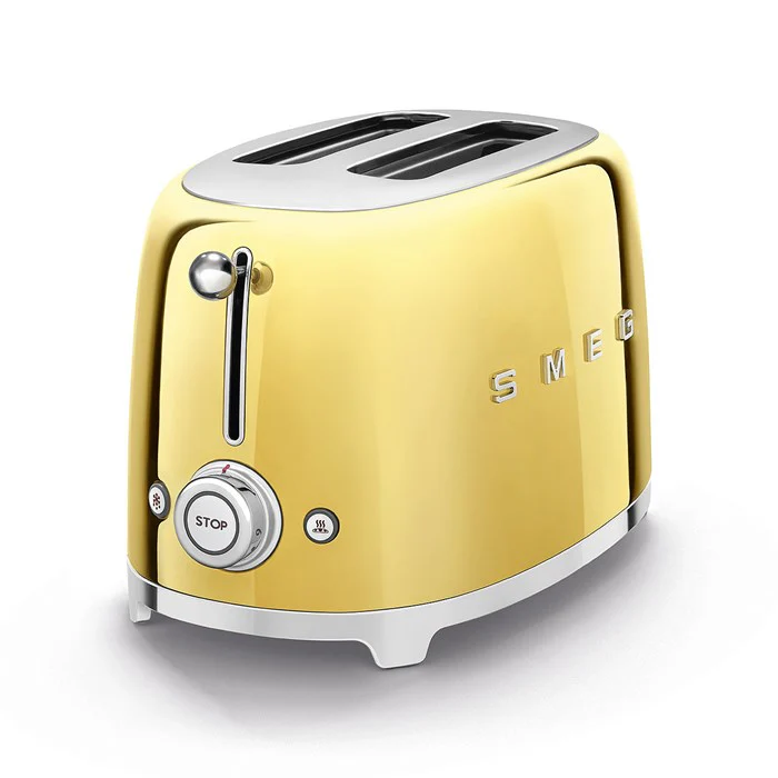 2025 Tostadora SMEG TSF01GOUK Retro 2 Rebanadas Estilo Años 50 – Acabado Mate Dorado