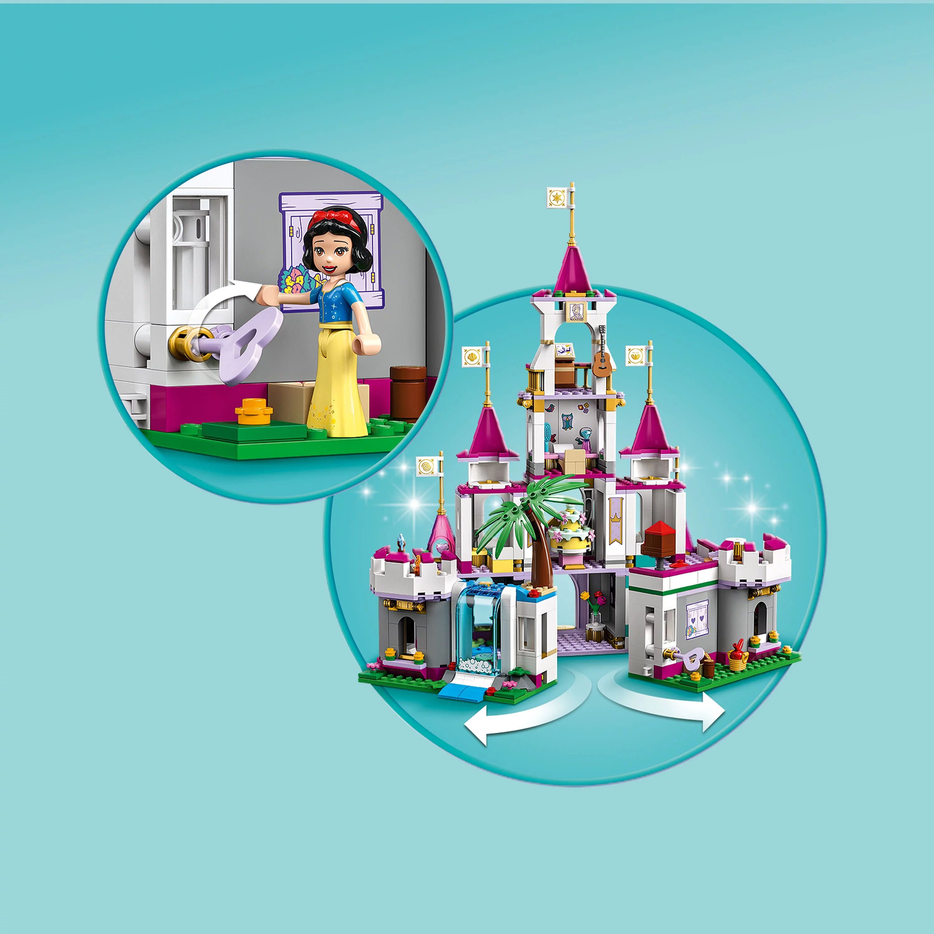 LEGO Disney Princess Castillo de Aventuras Definitivo, Juguete de Construcción del Castillo de Disney, Incluye 5 Mini Muñecas de Princesas Disney: Ariel, Rapunzel y Blancanieves, Regalo de Disney para Niños y Niñas, 43205