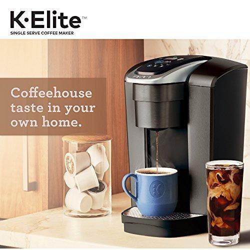 Cafetera Keurig K-Elite, para una taza, con cápsulas K-Cup, con capacidad para café helado, acabado Slate Cepillado