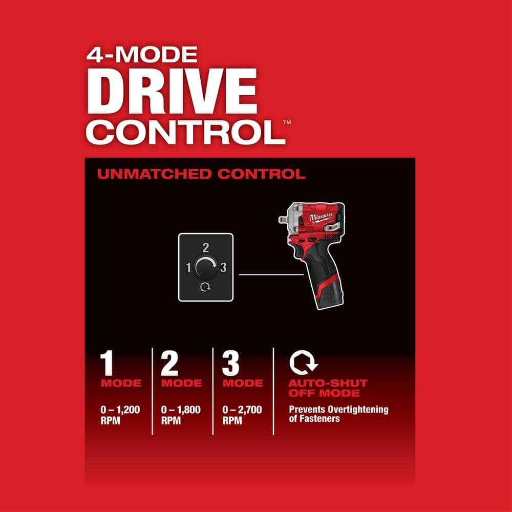 Llave de impacto inalámbrica compacta M12 FUEL de 12V, sin escobillas, de 3/8 pulg. (Solo herramienta) modelo 2554-20