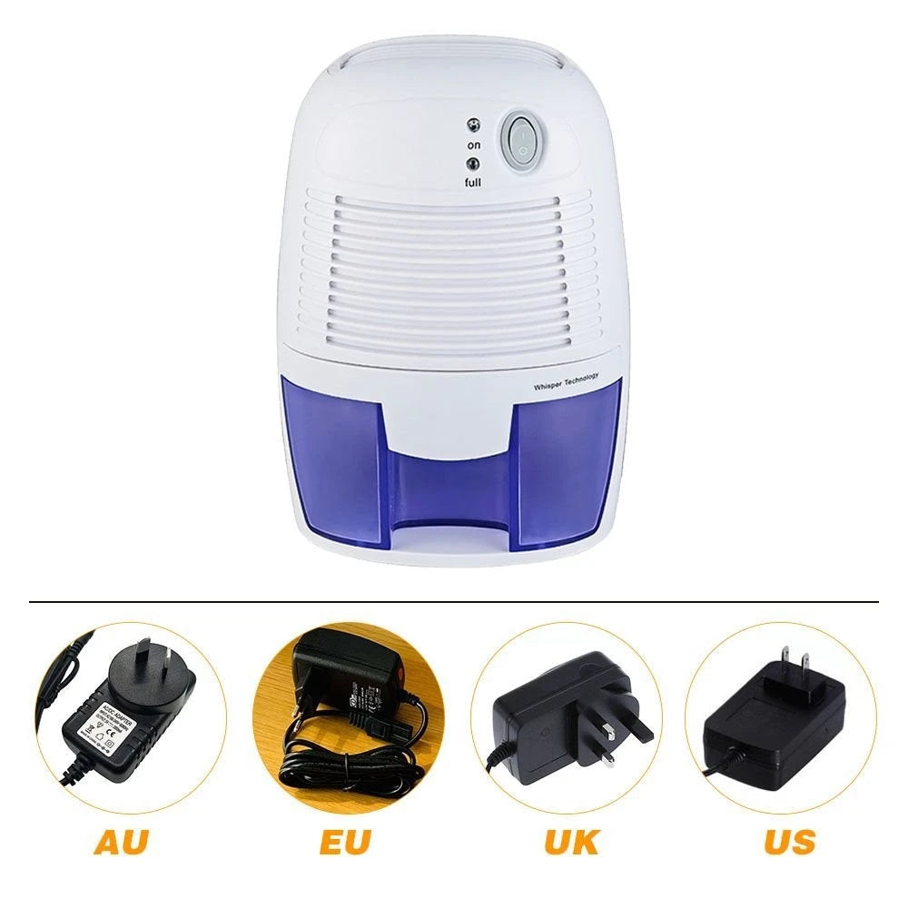 Deshumidificador Mini Silencioso Meterk para 100 pies² con Capacidad de Deshumidificación de 250 ml/día y Tanque de Agua de 500 ml – Deshumidificador Eléctrico Plug-in tipo Peltier para RV, Caravana, Reptiles, Armarios, Camper, Plantas, Baño