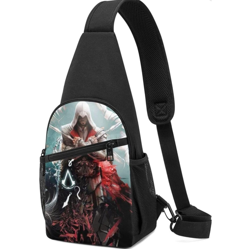 Assassin’s Creed Origins Bolsas Cruzadas – Mochila Bandolera para Hombres y Mujeres, Bolso de Pecho de Anime, Mochila Pequeña Multifuncional para Senderismo, Camping, Deportes, Viajes