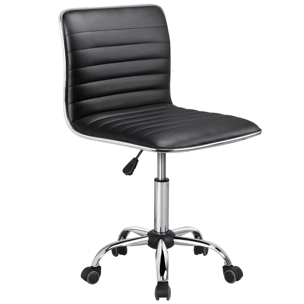 Silla de Oficina Yaheetech de Cuero PU, Respaldo Bajo, Altura Ajustable 41,5-56,5 cm